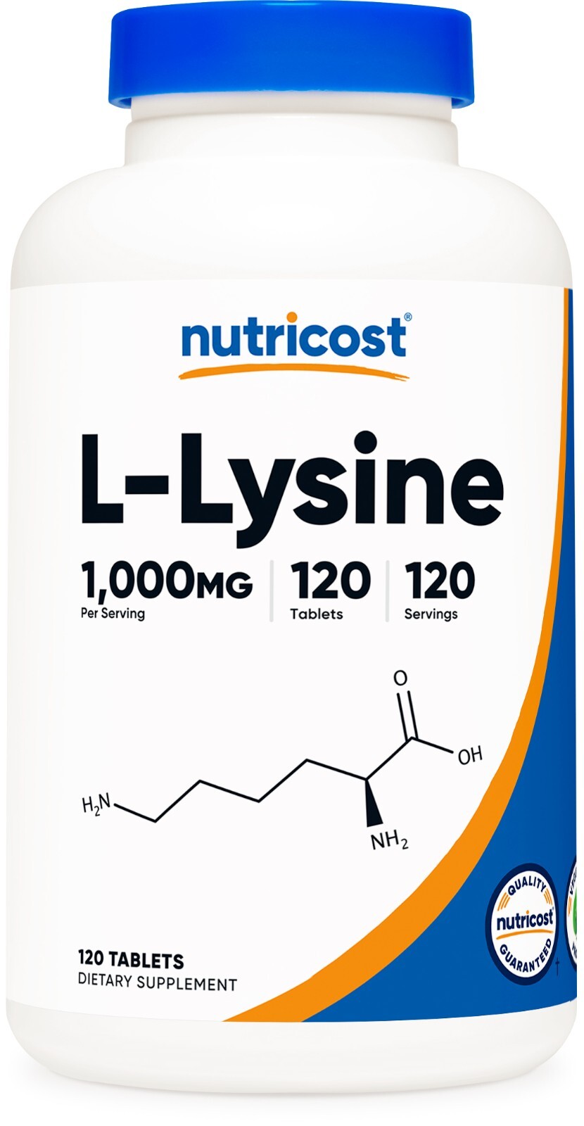 Nutricost L-Lysine 1000mg, 120 Tablets – Gluten Free, Non-GMO, and Vegetarian