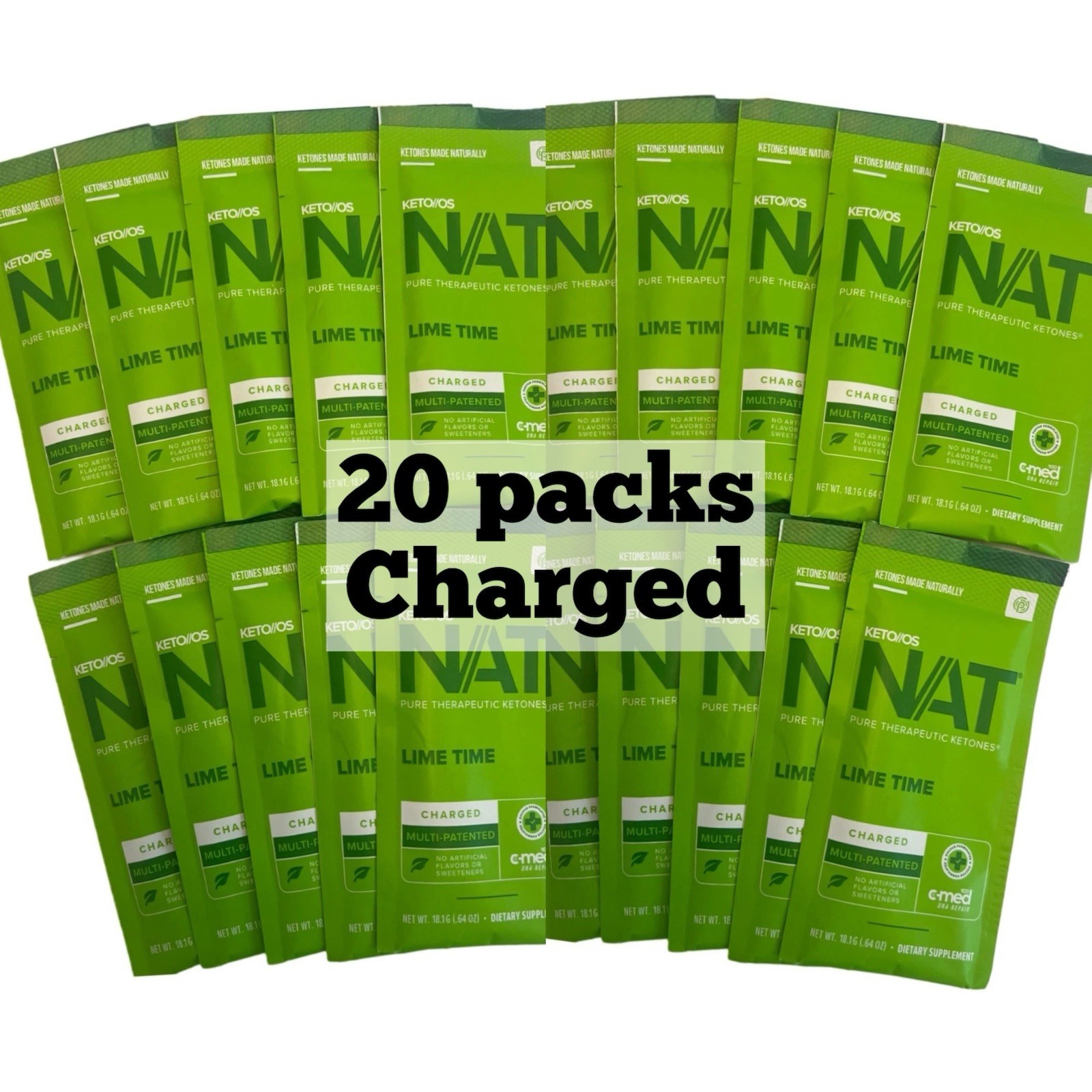 Prüvit Ketones NAT 20 Packs Charged LIME T/FREE SHIP exp 03/2027