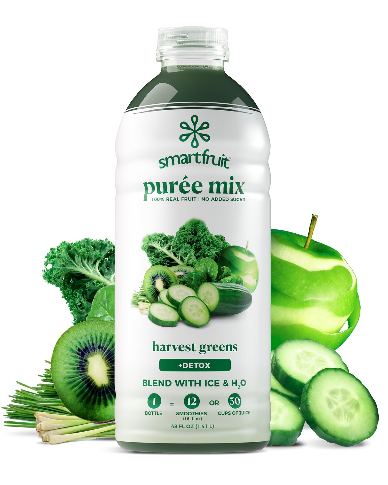 Smartfruit Harvest Greens + Detox, 100% Real Fruit Purée, Non-GMO, No Additives,