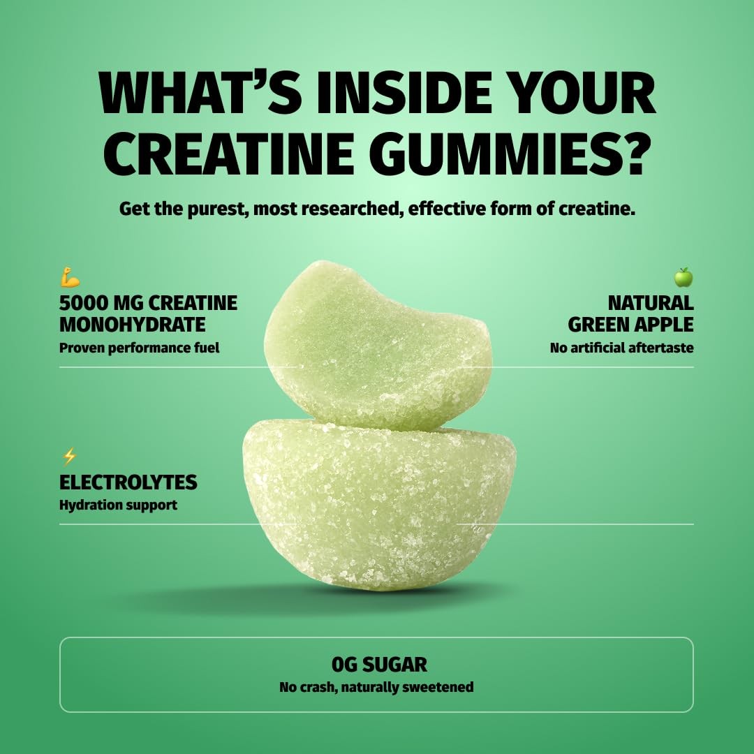 Coach Soak Creatine Monohydrate Gummies 5g Sour Green Apple Vegan 120 Count