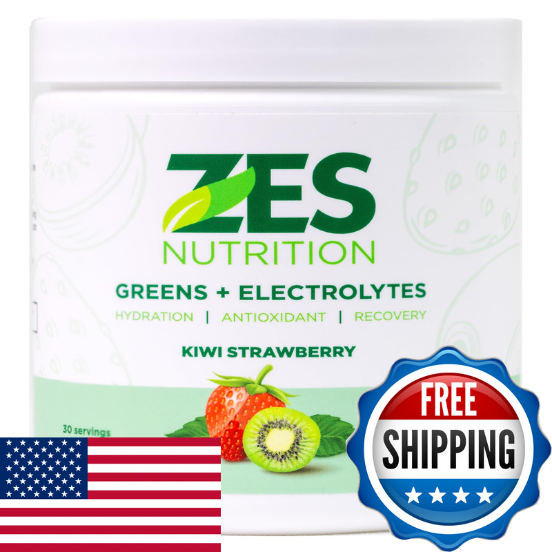 Zes Nutrition Greens Electrolytes Kiwi Strawberry Flavor Vegan Non-Gmo Green