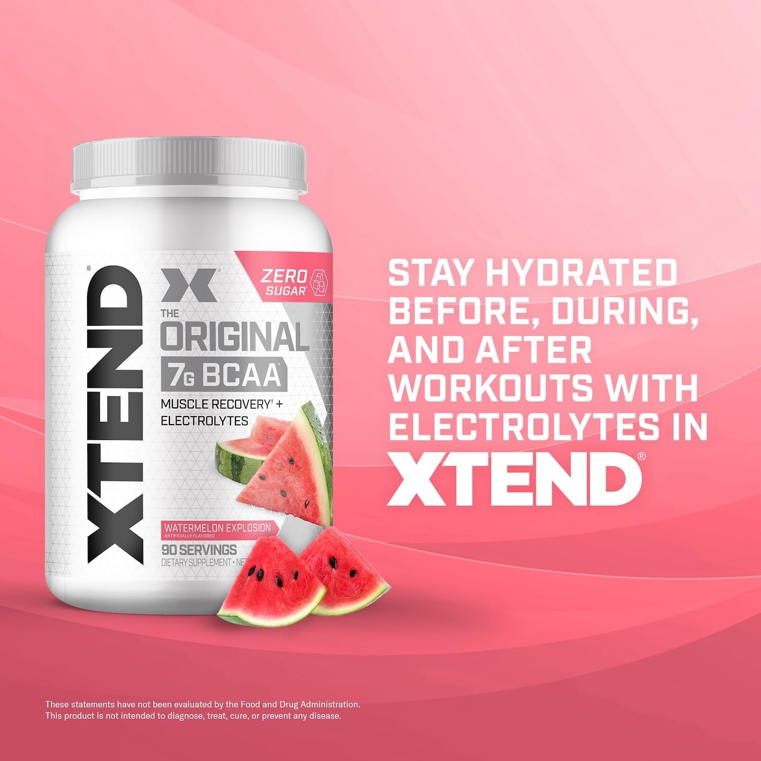 BCAA Powder for Muscle Recovery & Hydration, 7g BCAAs, Sugar Free, Watermelon, 9