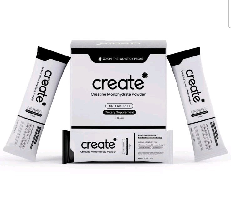 Create Creatine Monohydrate Powder Unflavored 30ct On-The-Go Stick Packs 08/2027