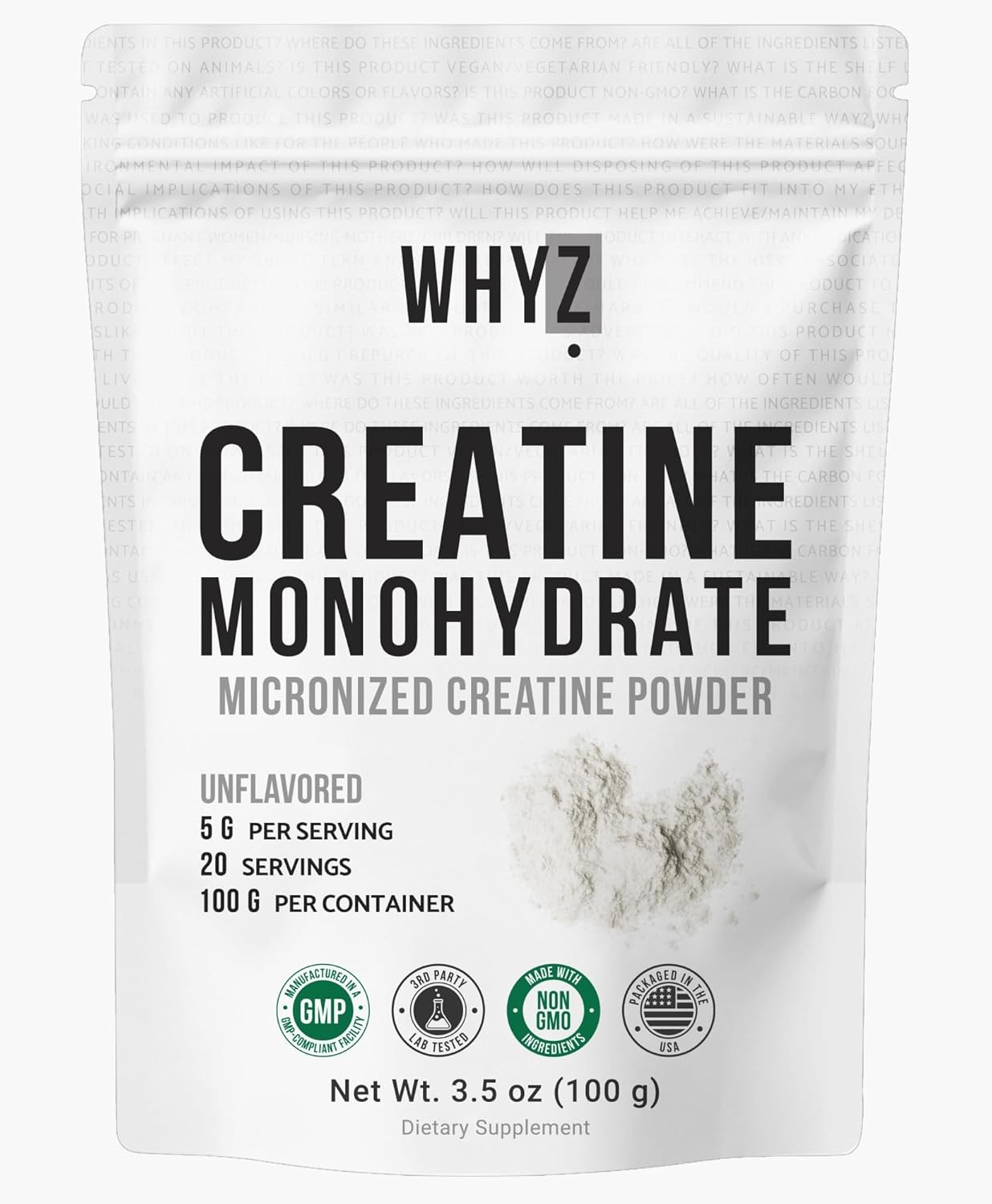 Creatine Monohydrate Powder Micronized Unflavored 3.5oz 20 Servings Men Women