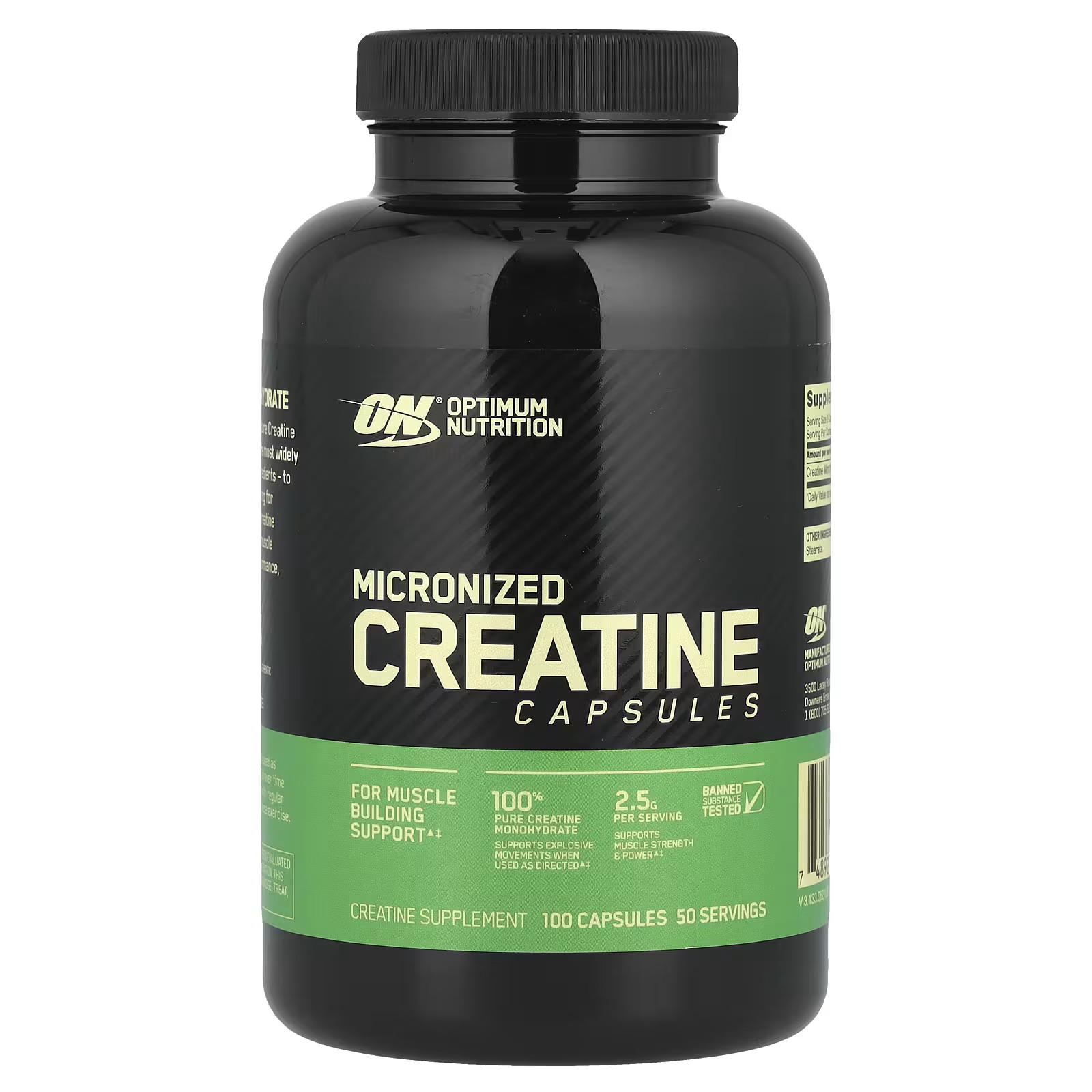 Optimum Nutrition, Micronized Creatine Capsules, 100 Capsules (1.25 G per Capsul