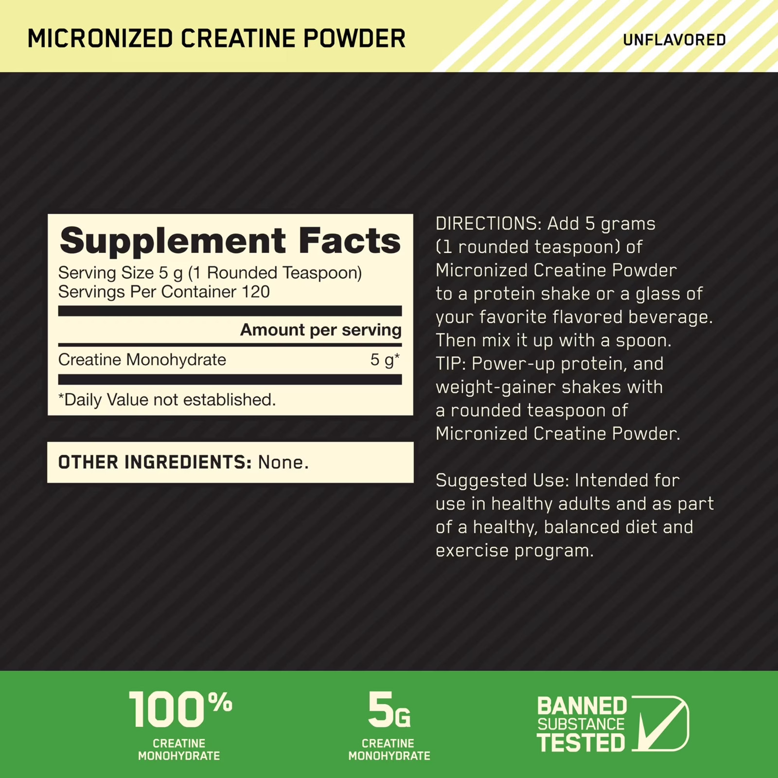Optimum Nutrition Micronized Creatine Powder 120 Servings Supplement 1.32 lb