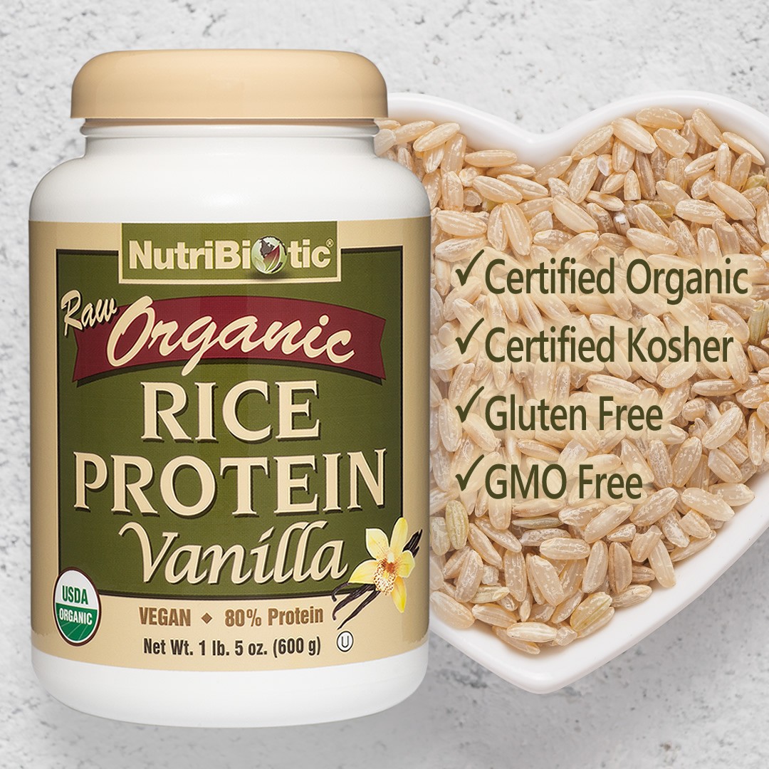 NutriBiotic Organic Rice Protein, Vanilla Protein Powder 21.16 Oz (1 Lb 5 Oz)