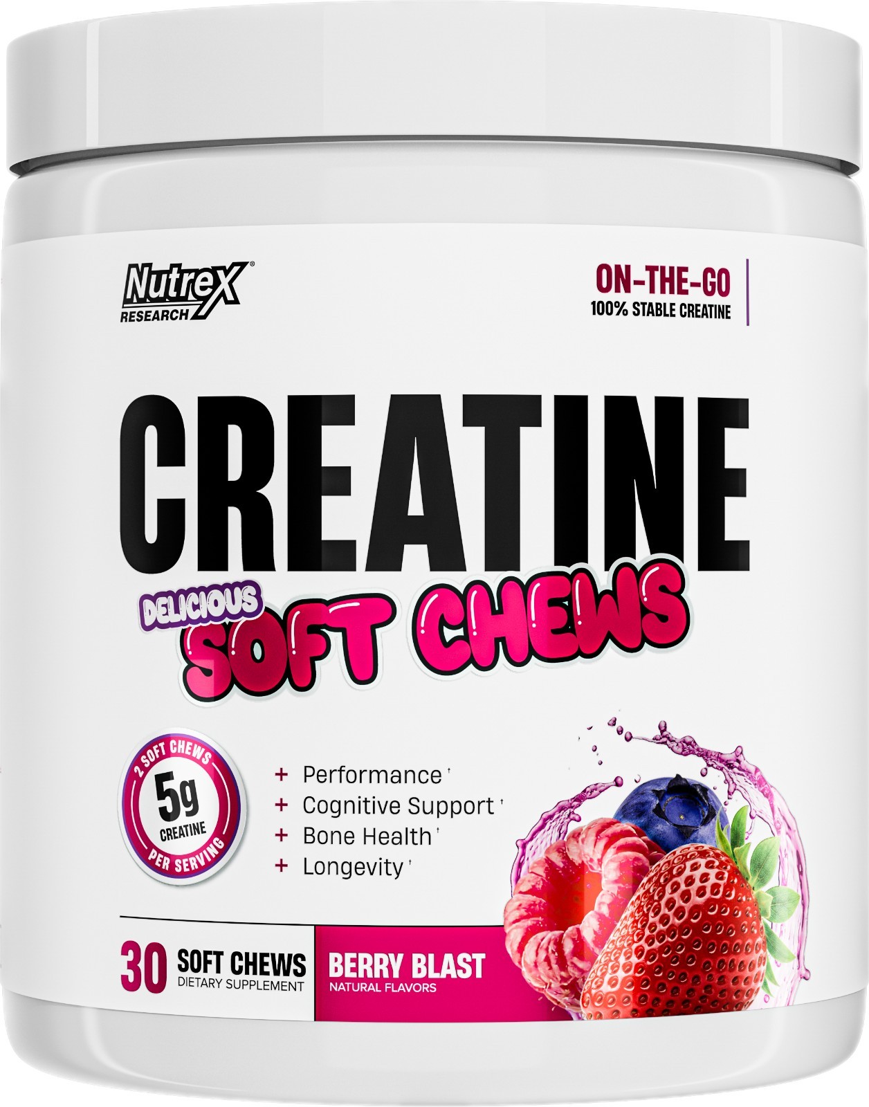 Nutrex CREATINE SOFT CHEWS 5 Gm Creatine Monohydrate 100% Stable On-The-Go Chew