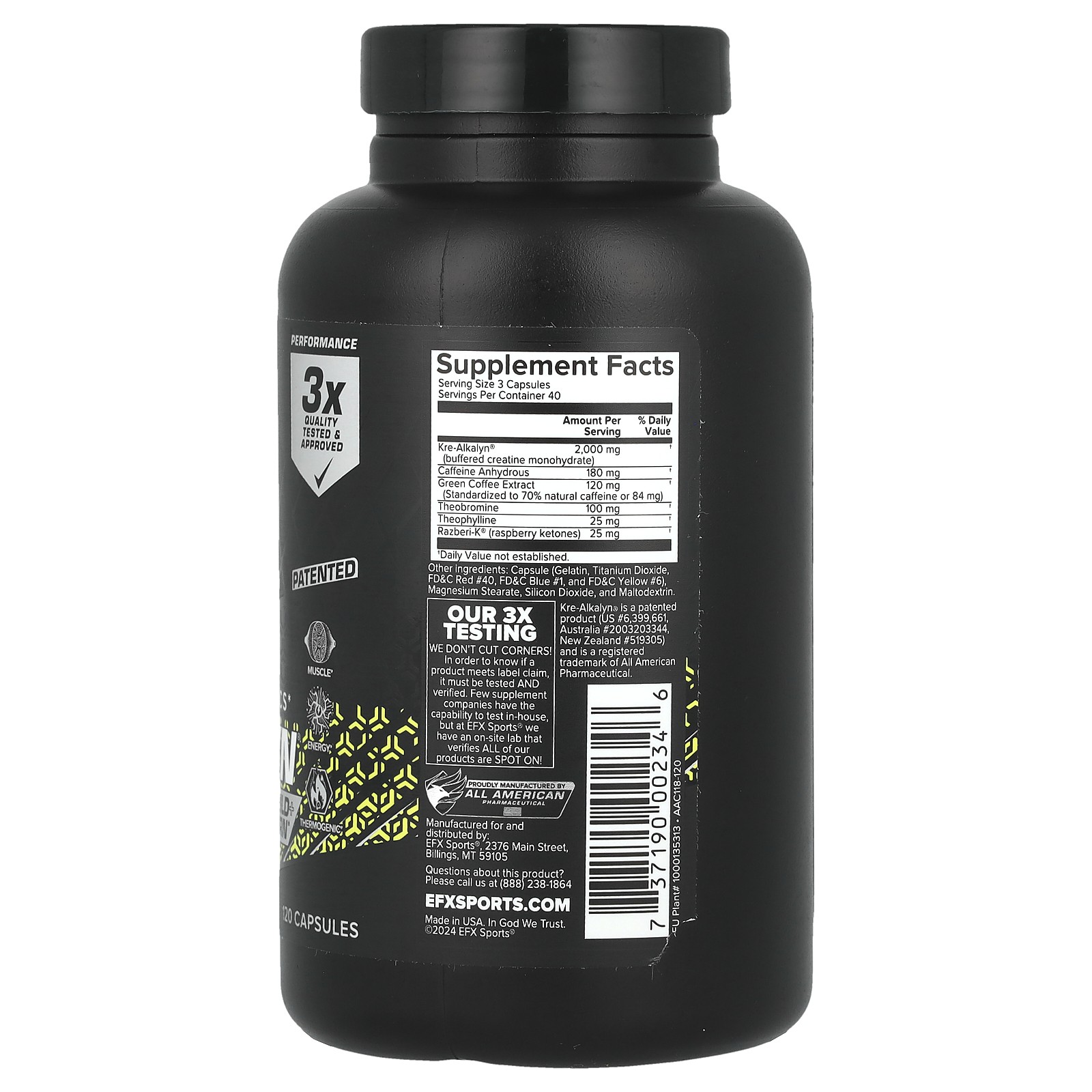 EFX Sports Kre-Alkalyn Hardcore 120 Capsules Informed Choice