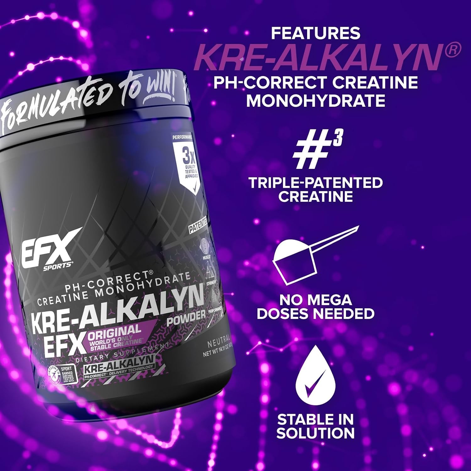 EFX Sports Kre Alkalyn Powder Creatine 266 Servings