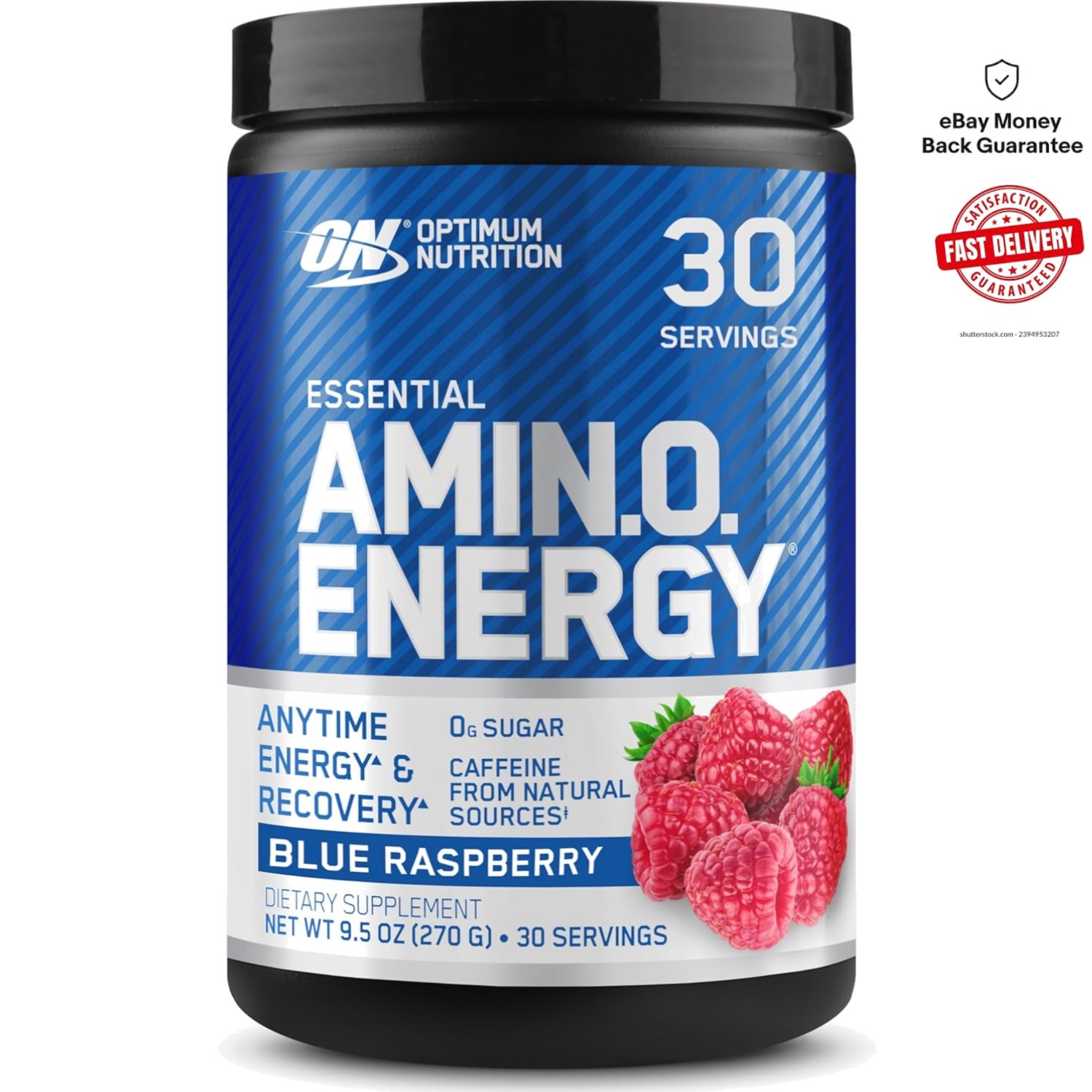 Keto-Friendly Amino Energy Powder with Green Tea & BCAAs – Blue Raspberry Flavor