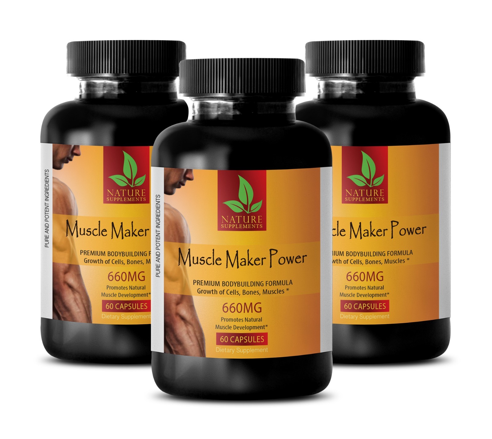 muscle growth pills – MUSCLE MAKER POWER – bodybuilding supplements – 3 Bottles