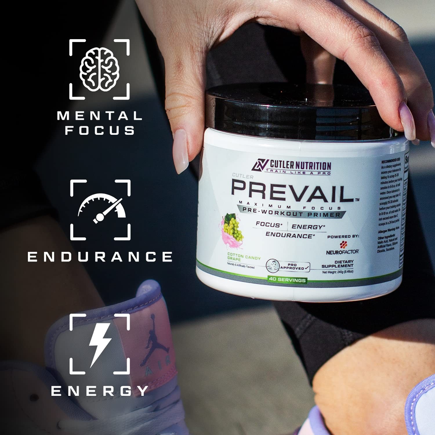Prevail Pre Workout Powder w/ Nootropics for Men & Women, Focus, Energy, L-Citru