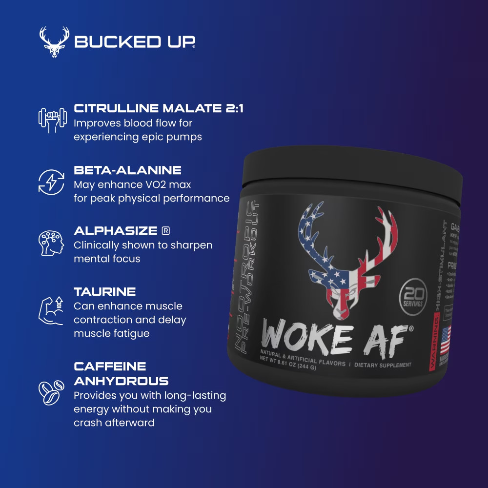 Woke Af Pre-Workout Powder, Increase Energy, Rocket Pop, 333Mg Caffeine, 20 Serv