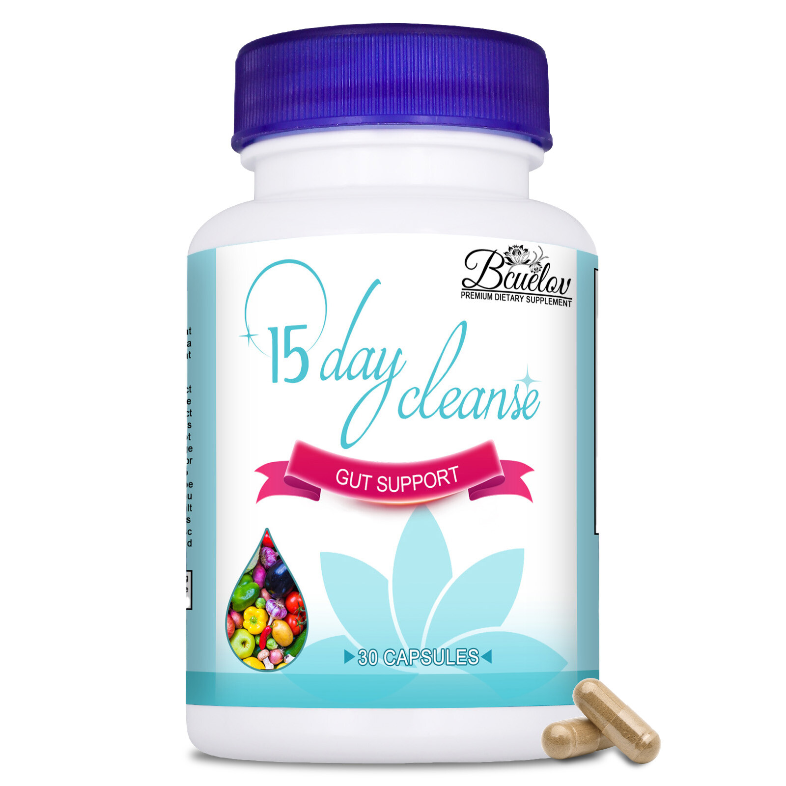 Original Product Gut and Colon Support 15 Day Cleanse Detox 30 CAPSULES Non-GMO