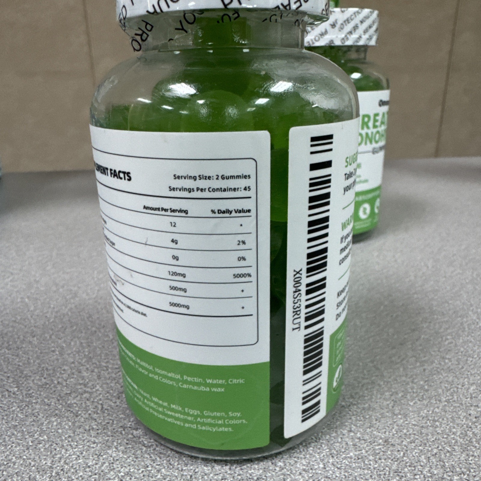 Creatine Monohydrate 5000mg Gummies GreenApple Flavor 90 Count Sealed
