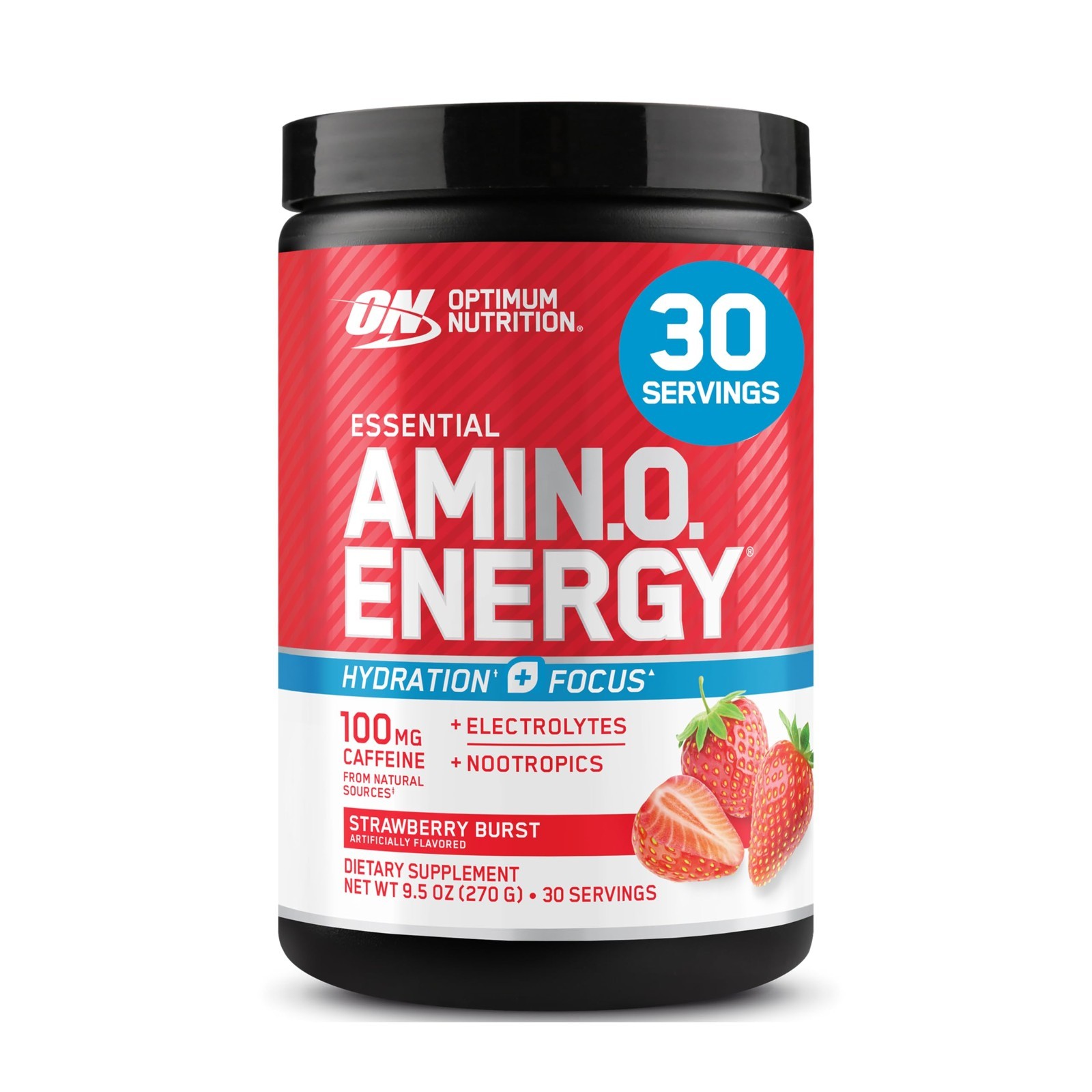 Amino Energy Powder with BCAA, Electrolytes & Caffeine – Juicy Strawberry, 30 Se