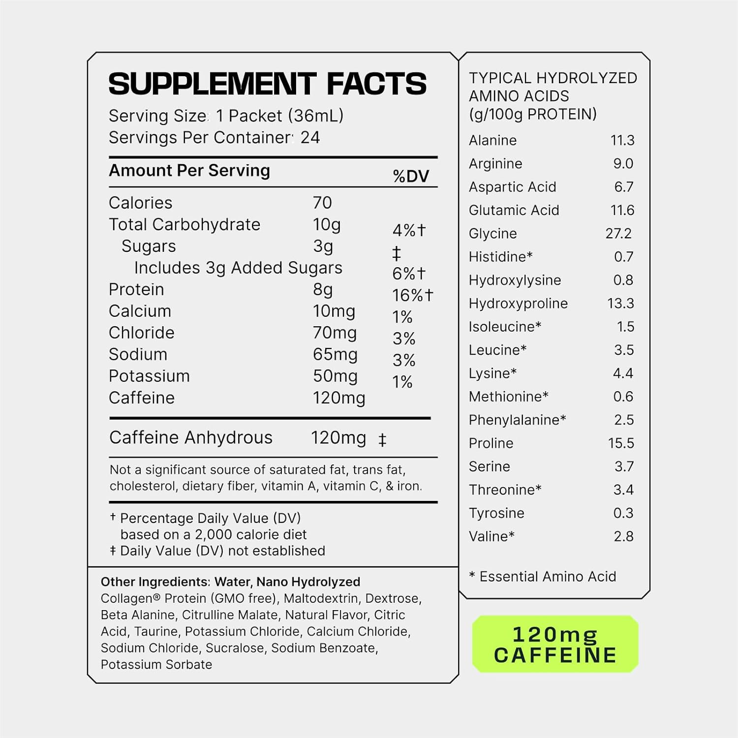 Power Energized Protein Shot, 15G Protein Nano-Hydrolyzed Grass Fed Collagen,…