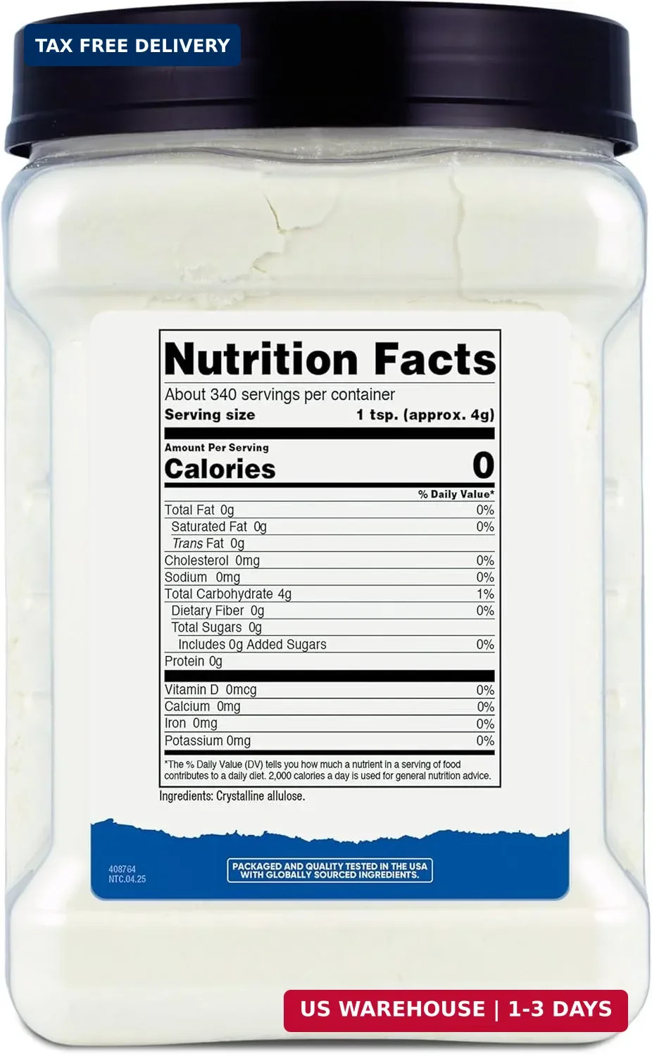 Nutricost Allulose Sweetener (3 LB) – 0 Calorie, Low Carb, KETO, Natural Sugar A