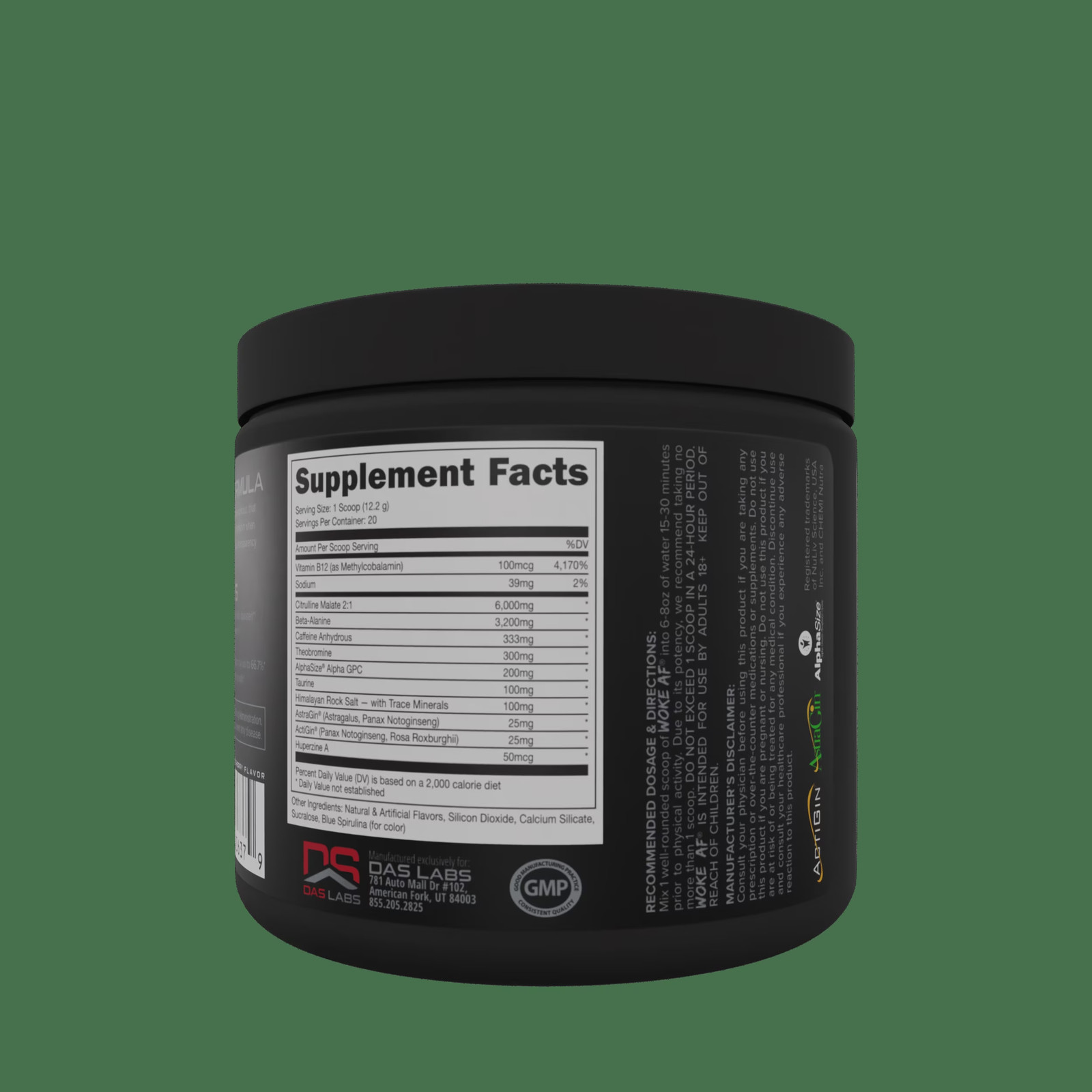 Woke Af Pre-Workout Powder, Increase Energy, Rocket Pop, 333Mg Caffeine, 20 Serv