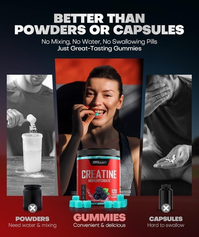 Dralot Creatine Monohydrate Gummies 120 Gummies,More 15% Strength