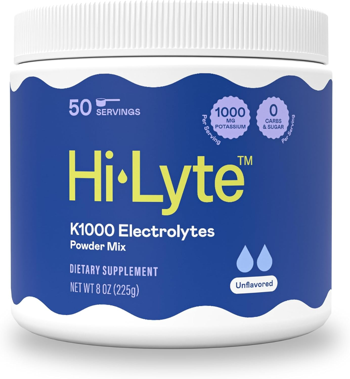 K1000 Electrolyte Powder Unflavored Keto Hydration Potassium Sugar Free 50 Srv