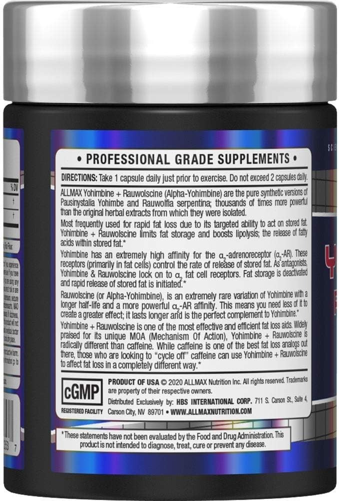 Yohimbine + Rauwolscine, 60 Capsules pack of 3