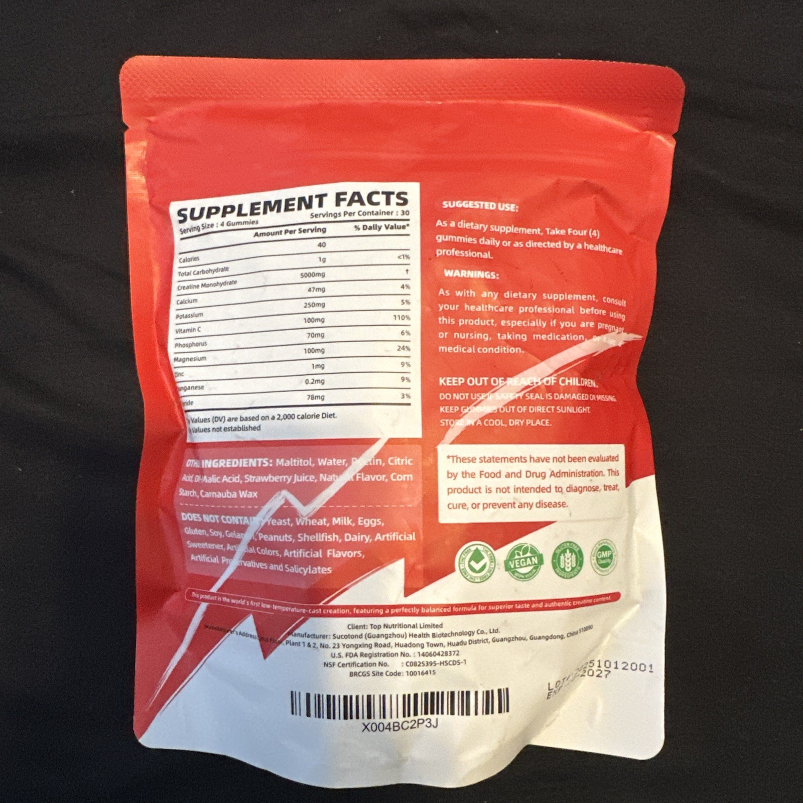 Allcoovita Creatine Monohydrate Gummies 5g