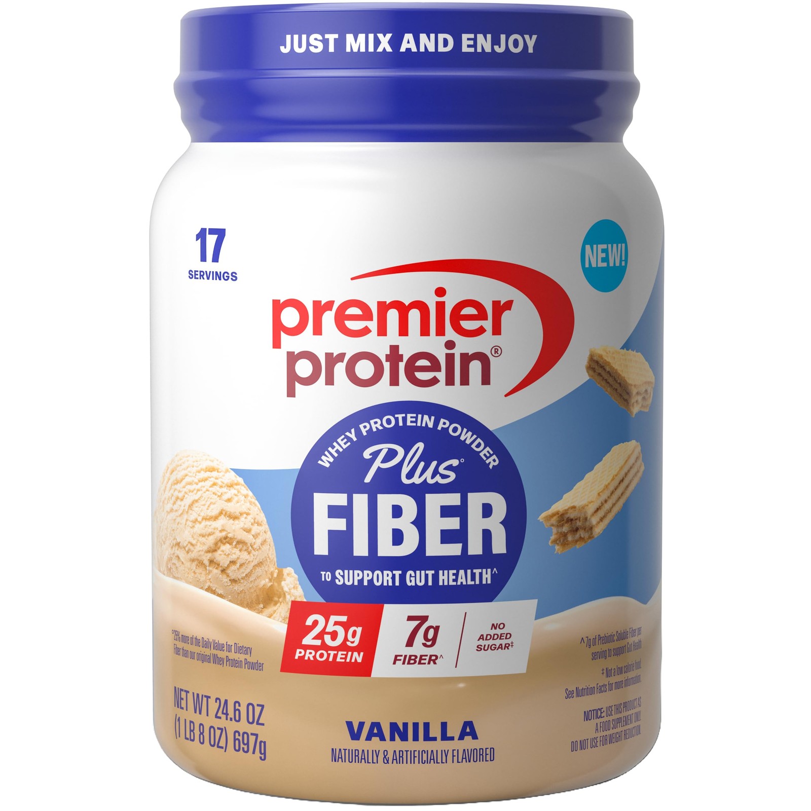 Premier Protein Powder Plus Fiber, Vanilla, 25g Protein, 7g Fiber to Support …