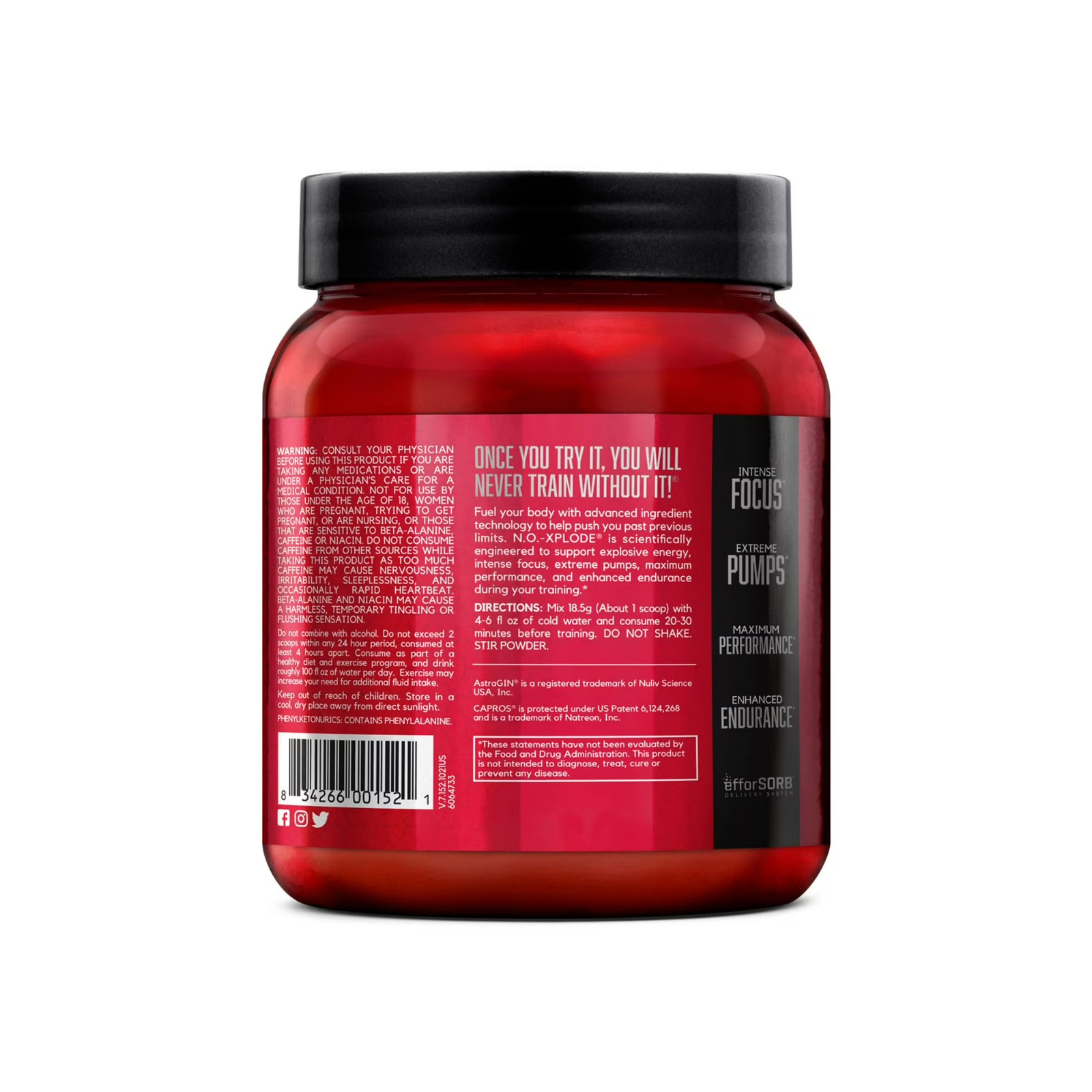BSN N.O.-Xplode Pre Workout Powder Fruit Punch 30 Servings Energy Performance