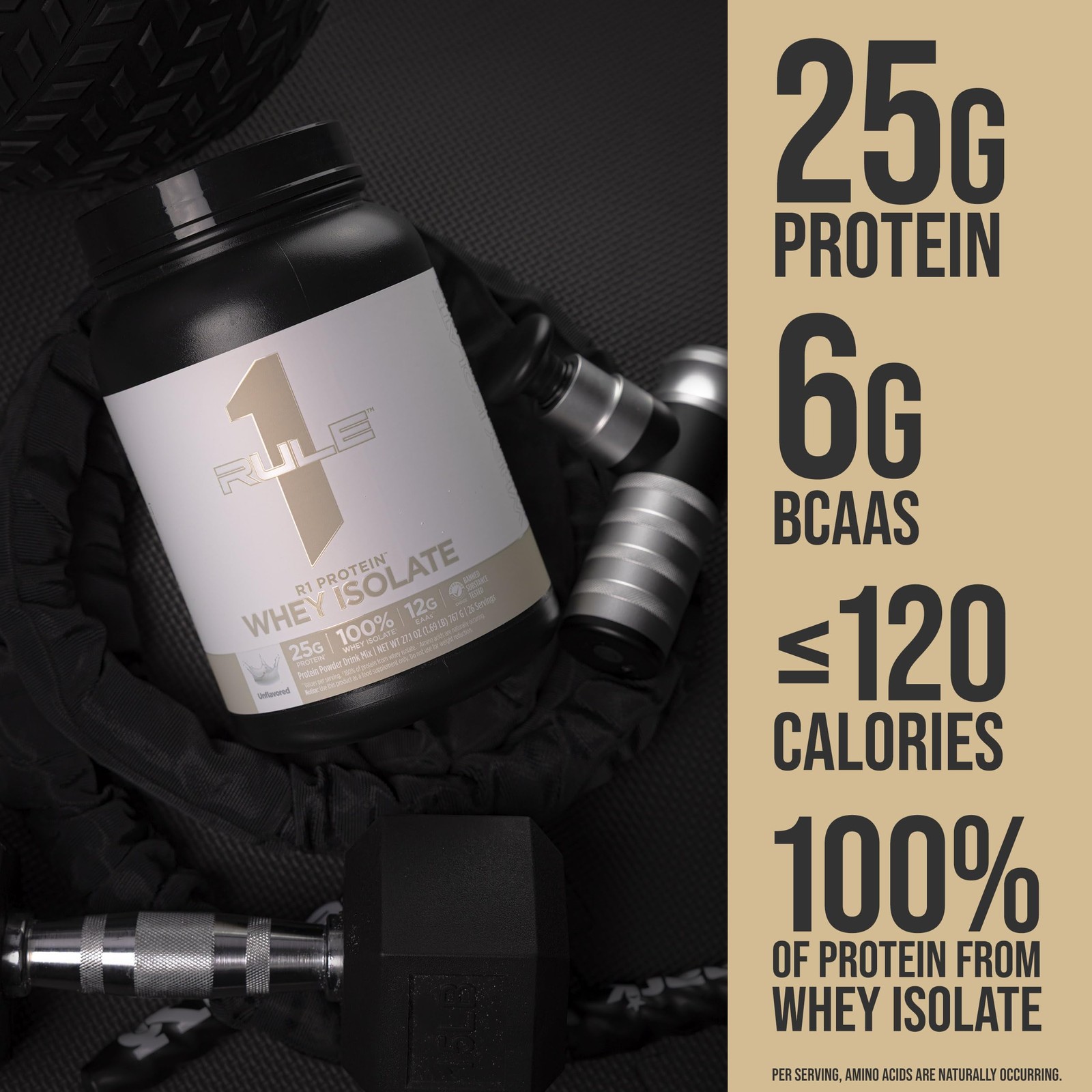Rule 1 Naturally Flavored R1 Protein Whey Isolate Clean Formula with 25g Pro…