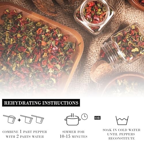 Gourmanity Dried Red & Green Bell Peppers Mix, Diced, 32 oz Bulk Resealable Bag