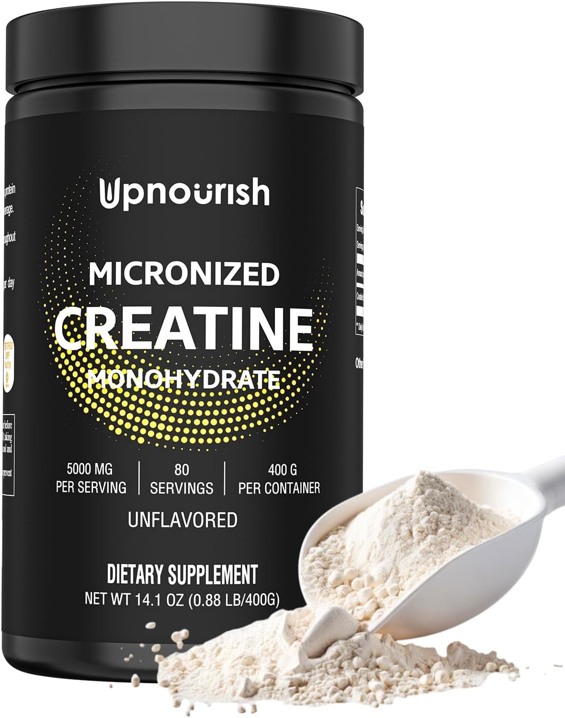 UpNourish Micronized Creatine Monohydrate Powder 400 G – 80 Servings 14.1096 Oz
