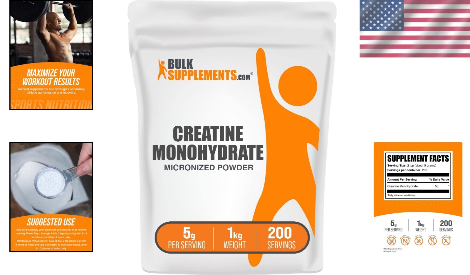 Unflavored Creatine Monohydrate 5000mg – Boost Strength & Recovery, 200 Servings