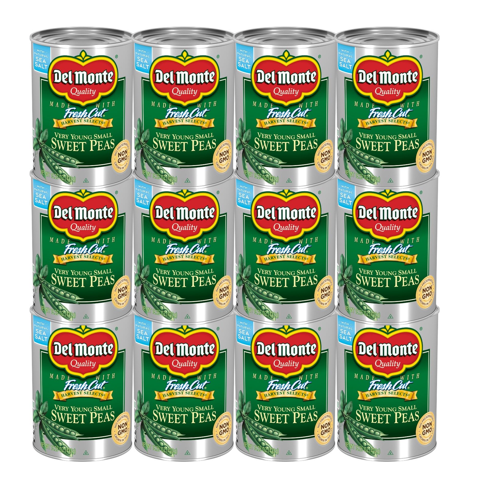 Del Monte Very Young Sweet Peas, 8.5 oz, Can 12 Pack