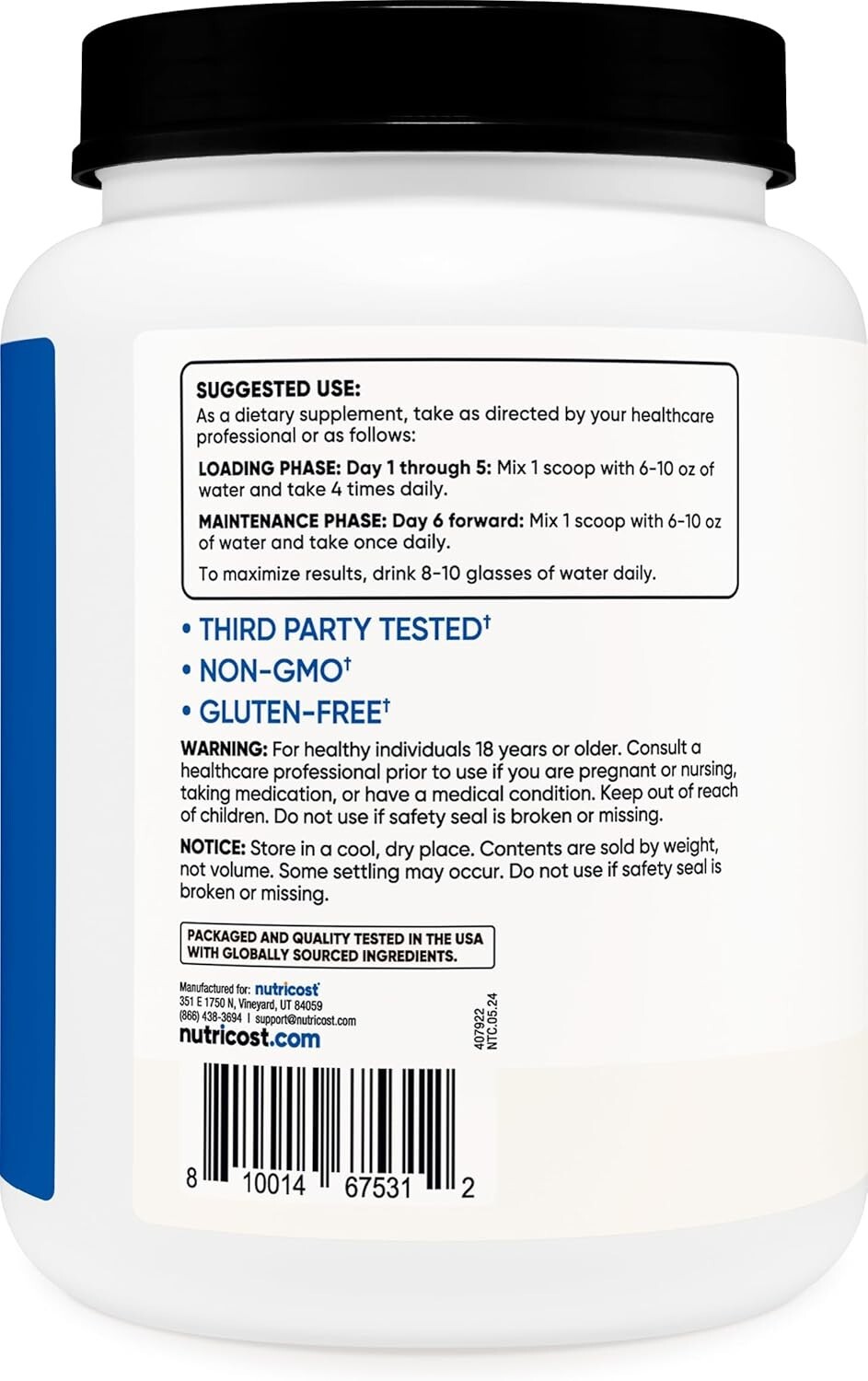 Micronized Pure Creatine Monohydrate 1 KG – No Additives, Vegetarian Formula