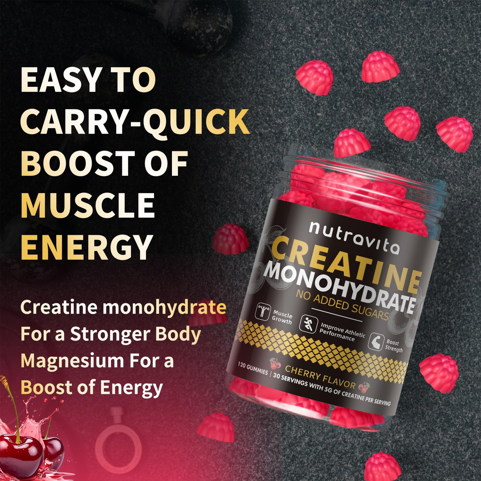 NSF Certified Creatine Gummy – Creatine Monohydrate Gummies for Men & Women-5…
