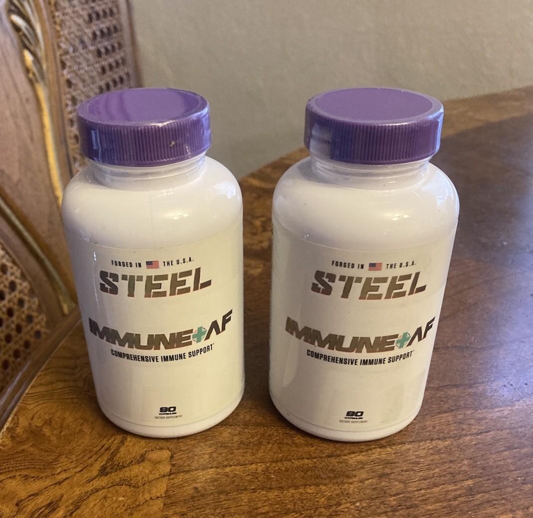 Steel Supplements Immune+AF Support 90 Capsules Lot Of 2, New BB 2/2027