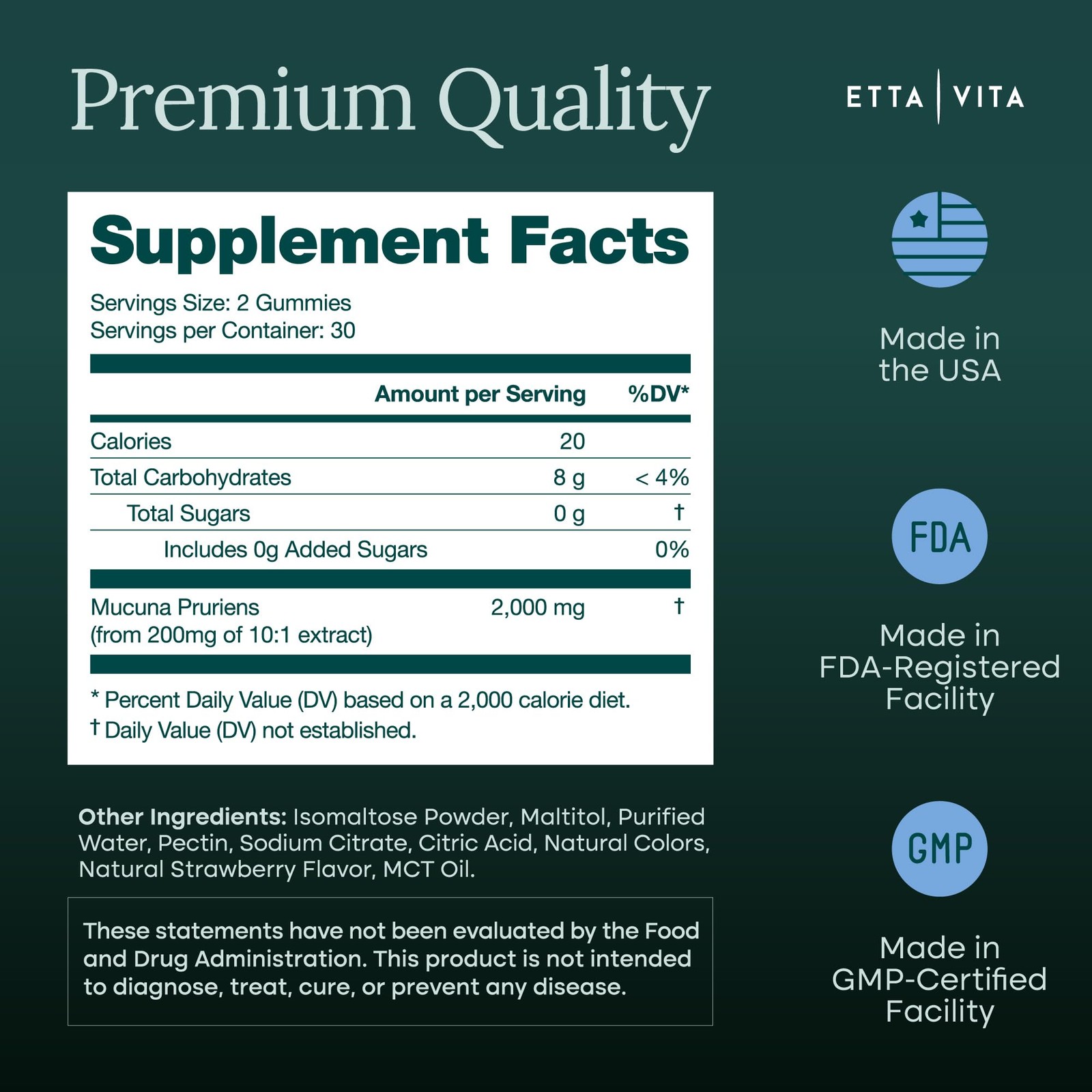 Dopamine Supplement – Sugar-Free Mucuna Pruriens Gummies (2g/serving) Energy & F