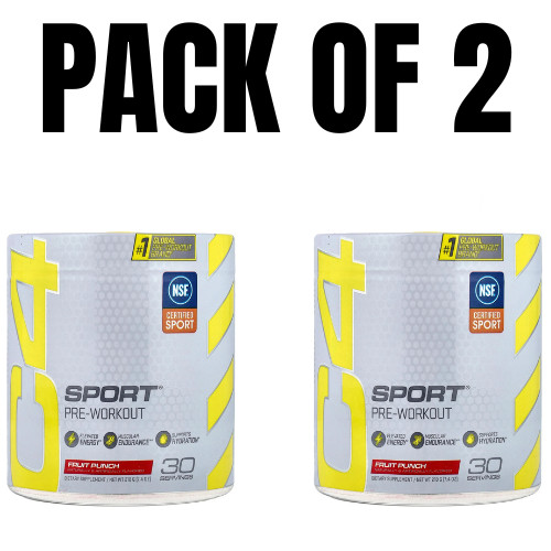 C4 Sport® Pre-Workout – Fruit Punch – 7.4 oz (210 g) – Pack of 2