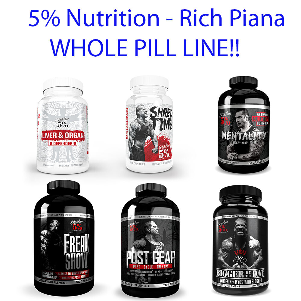 5% Nutrition – Rich Piana – Liver & Organ – Mentality – Post Gear + WHOLE LINE!