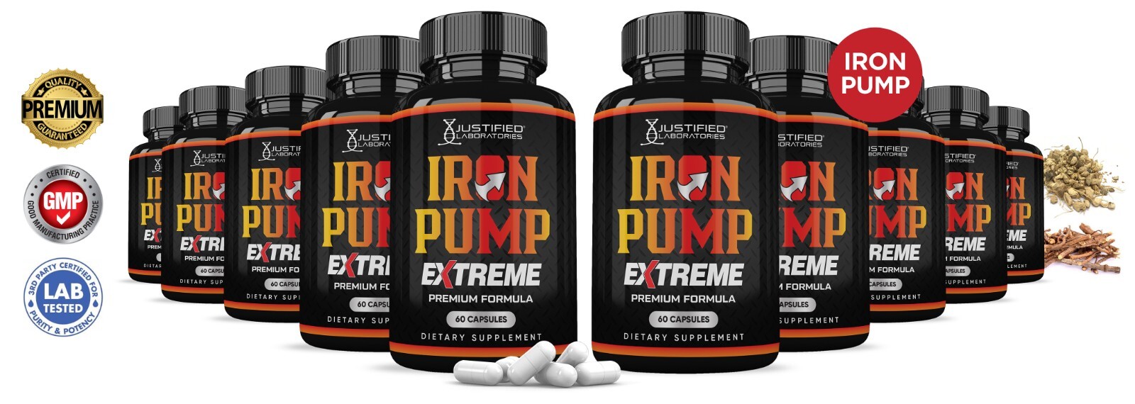 Iron Pump for Men Extreme 1600 Premium Formula Pills Vitamin Supplement 10 Pack