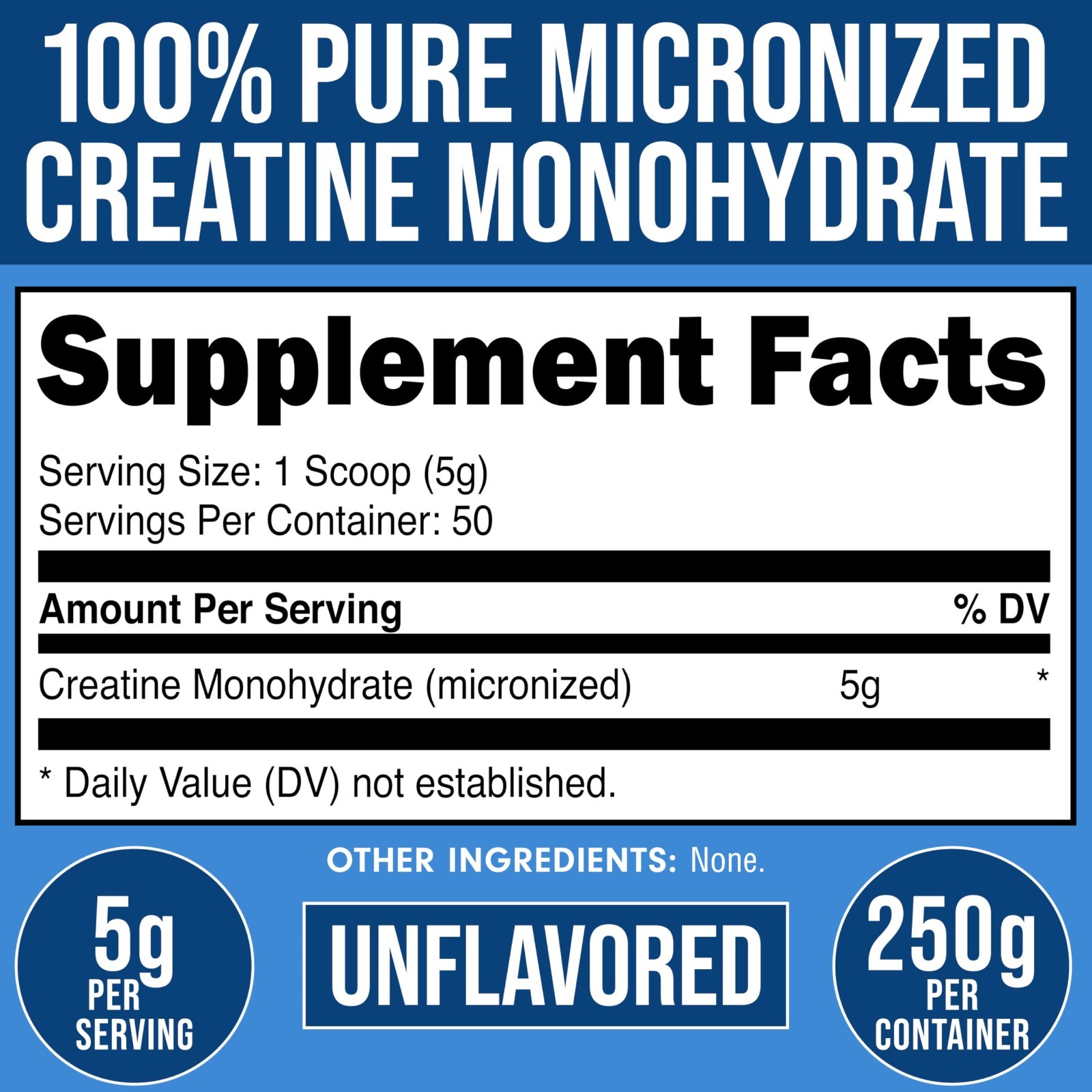 Micronized Creatine Monohydrate Powder – Unflavored, Easy Mix, 5G/Serving, 50 Se