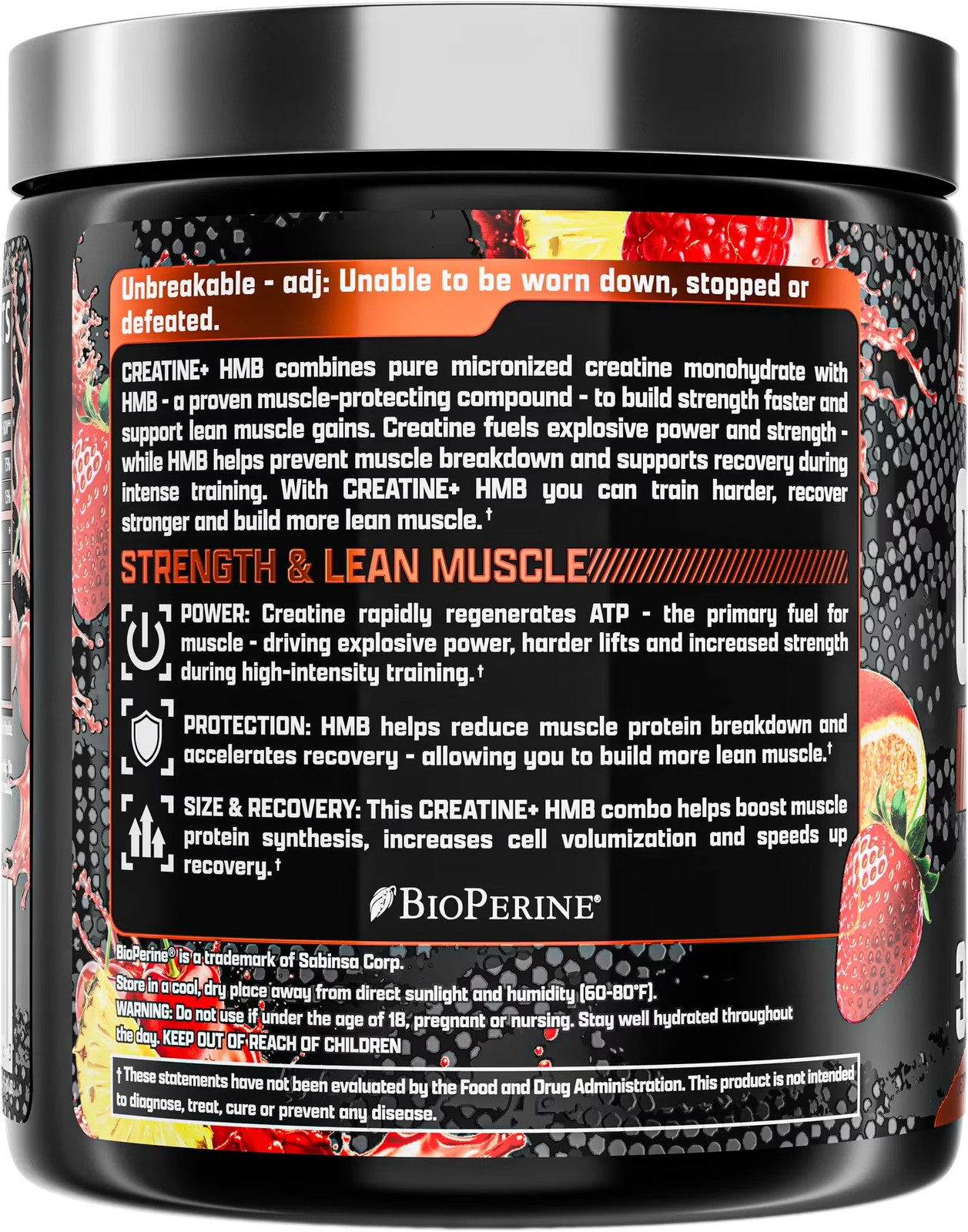 Creatine + HMB Fruit Punch 5G Creatine, 1.5G HMB Strength and Lean Muscle Formul