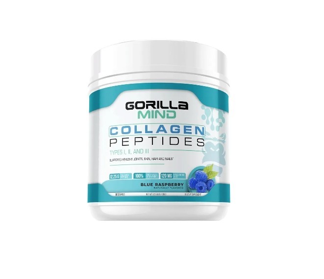 Gorilla Minds COLLAGEN PEPTIDES 1.5 lb (30 Serv) Na Blue Raspberry BEST BY 12/26