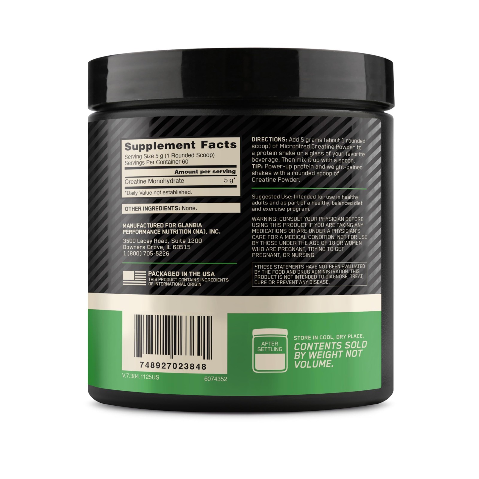 Micronized Creatine Monohydrate Powder – 5g Per Serving, Supports Muscle Strengt