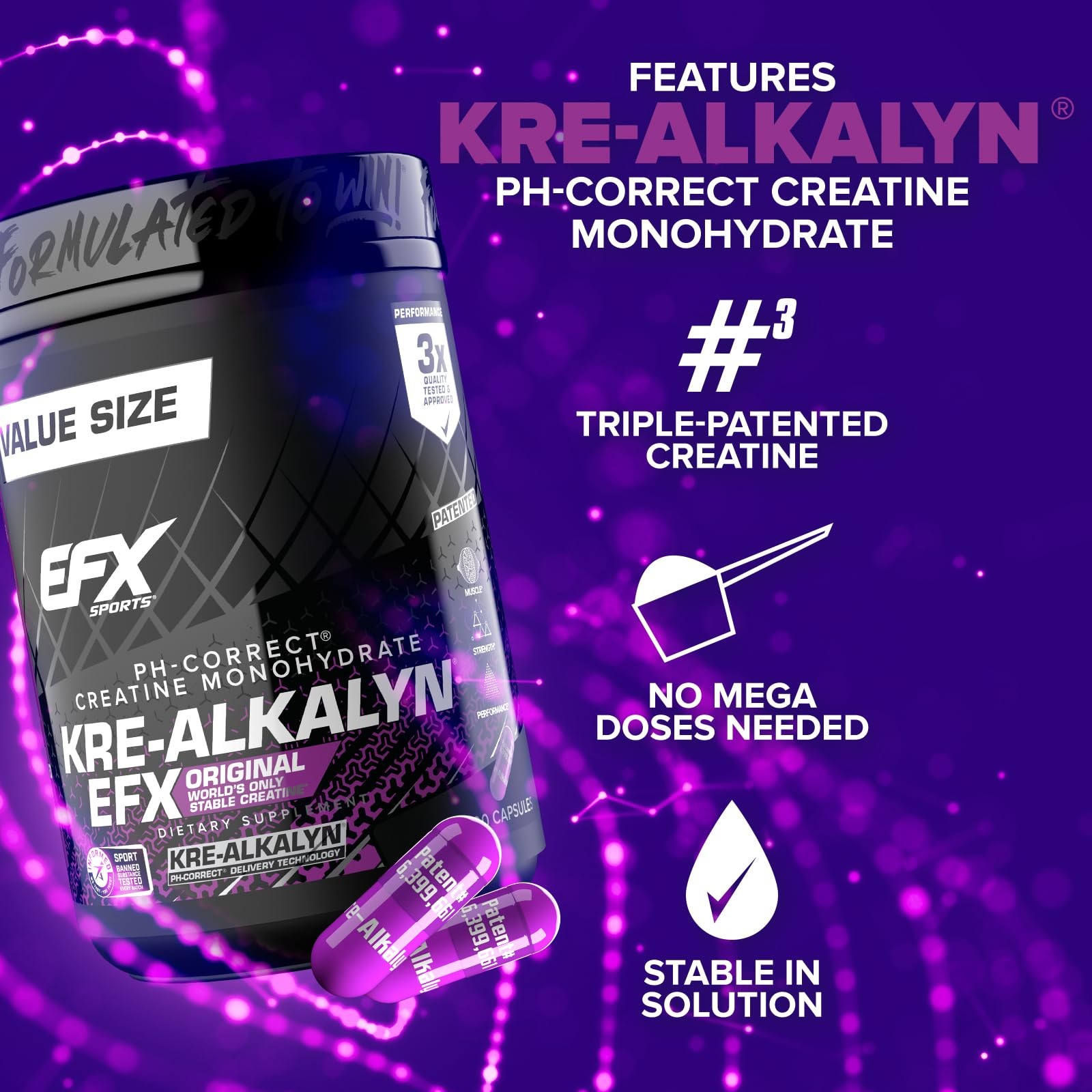 Kre-Alkalyn EFX | pH Correct Creatine Monohydrate Pill Supplement | Strength,…