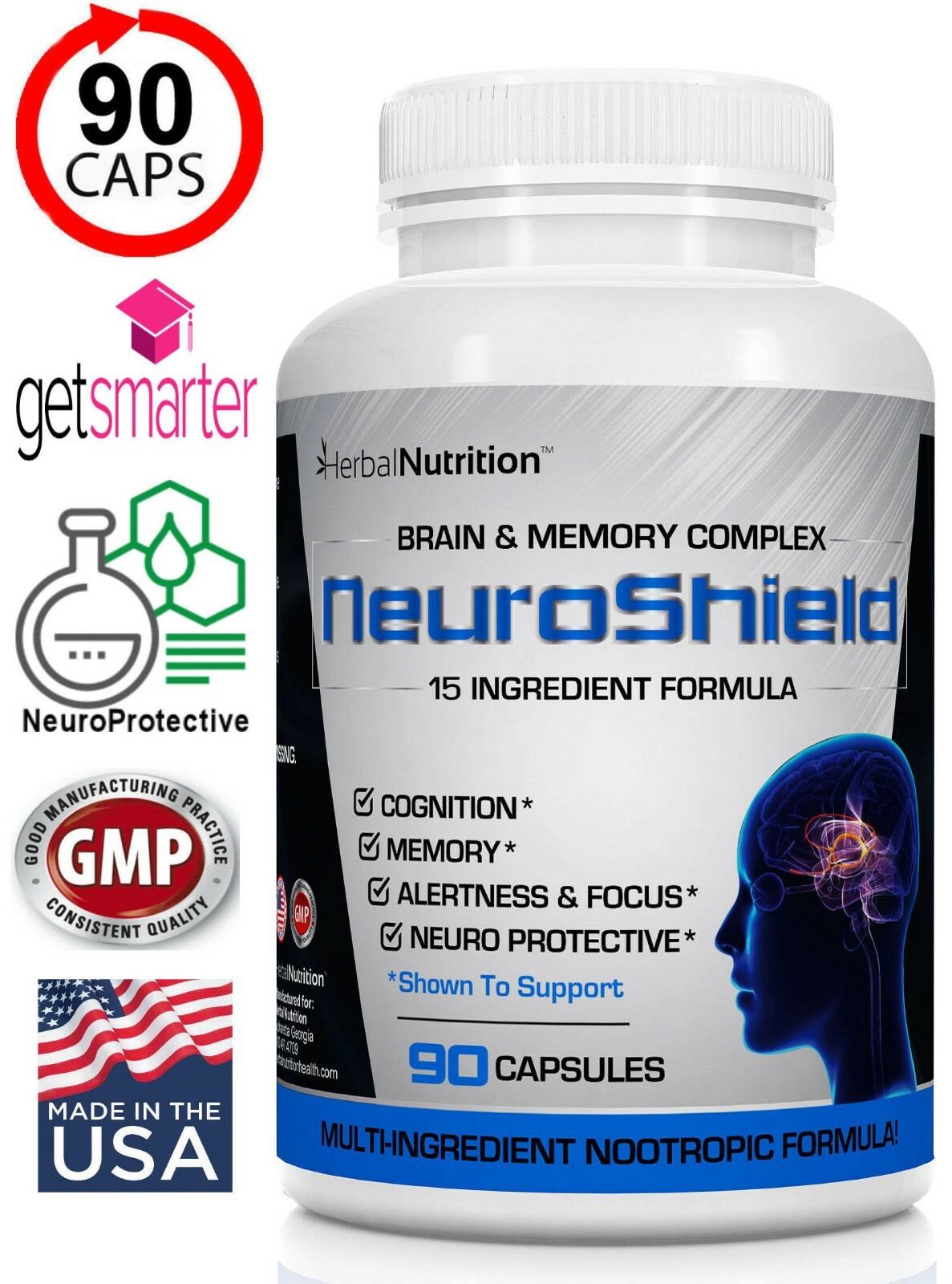 Brain Booster Supplement for Brain and Memory Cognition, Bacopa, Huperzine 90 Ct
