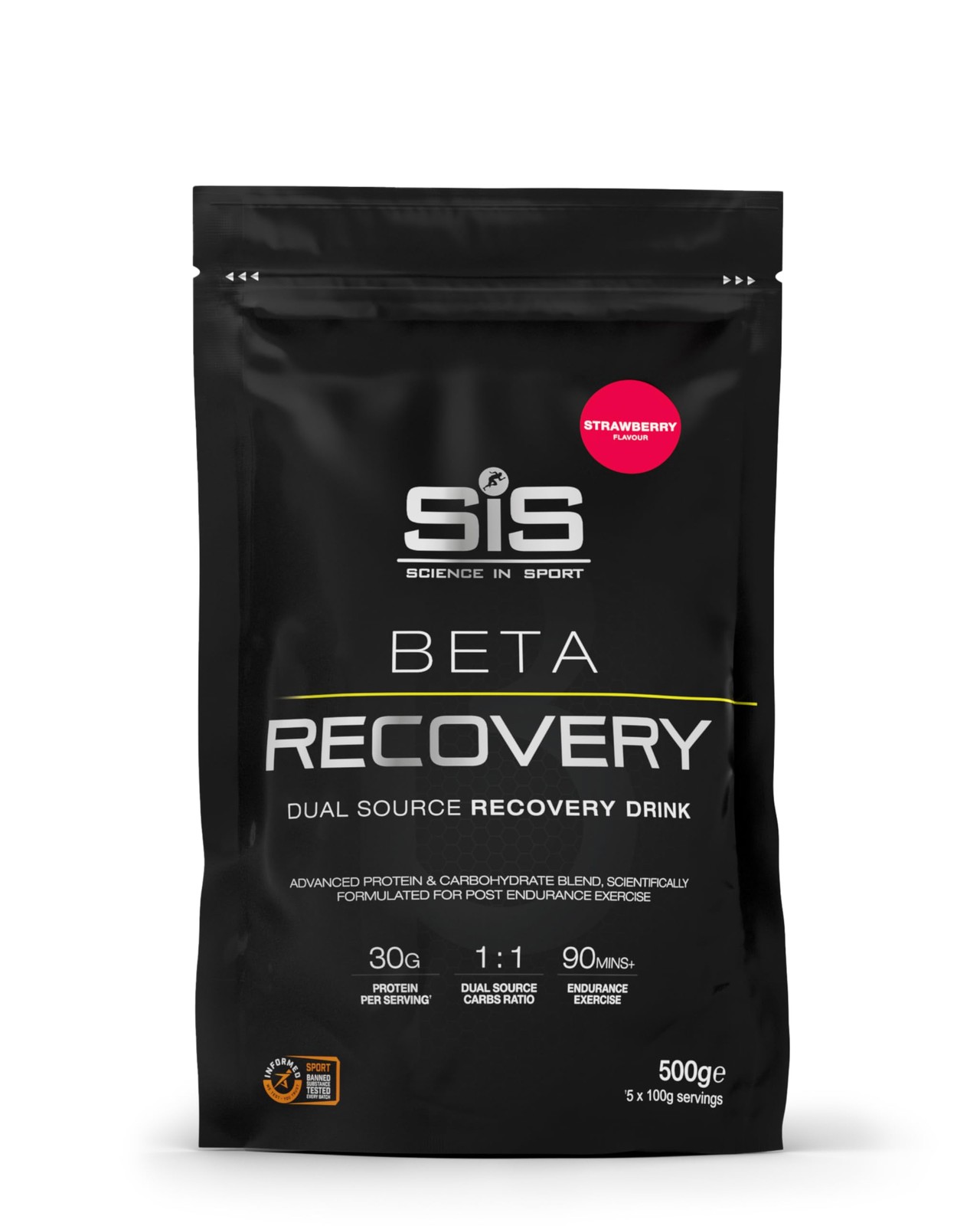 Science in Sport SiS Beta Recovery Whey 30g Protein Powder Strawberry 1.1 lbs