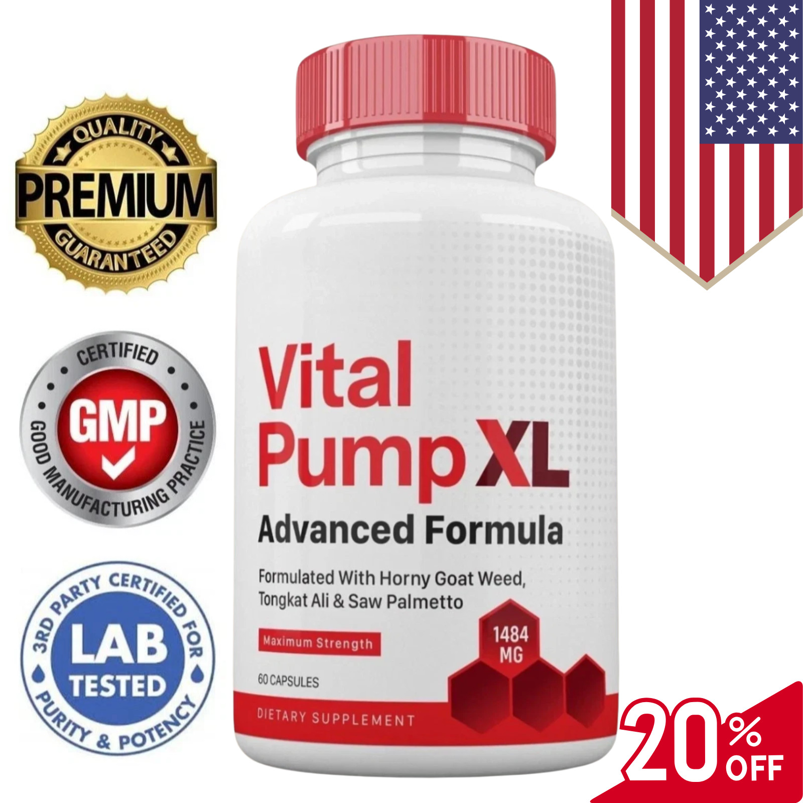 VItal Pump XL for Men Advanced Formula 1484MG Pills Vitamin Supplement – US